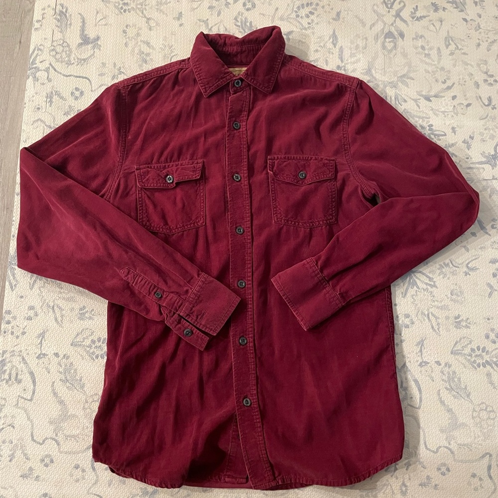 Burgundy Button-Up Corduroy Shirt